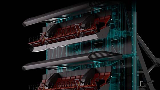 Dynamic structure of an amusement park ride 